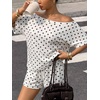 image:imageFloerns Womens 2 Piece Polka Dots Set Off The Shoulder Tops Shorts SetsBlack and White
