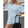 image:imageFloerns Womens 2 Piece Polka Dots Set Off The Shoulder Tops Shorts SetsBlue