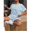 image:imageFloerns Womens 2 Piece Polka Dots Set Off The Shoulder Tops Shorts SetsBlue