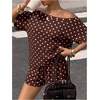 image:imageFloerns Womens 2 Piece Polka Dots Set Off The Shoulder Tops Shorts SetsBrown