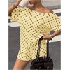 image:imageFloerns Womens 2 Piece Polka Dots Set Off The Shoulder Tops Shorts SetsPale Yellow