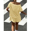 image:imageFloerns Womens 2 Piece Polka Dots Set Off The Shoulder Tops Shorts SetsPale Yellow