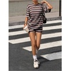 image:imageFloerns Womens 2 Piece Striped Tops with Y2k Mini Shorts Going Out OutfitsBrown