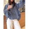 image:imageFloerns Womens Bow Long Sleeve Gingham Shirts Button Down Blouse TopsBlue