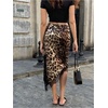 image:imageFloerns Womens Casual Leopard Satin Midi Skirt Summer Asymmetric Lace Trim Elegant Going Out SkirtBrown Leopard
