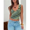 image:imageFloerns Womens Casual Striped Deep V Neck Fitted Going Out Tank TopsGreen