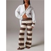 image:imageFloerns Womens Casual Striped Low Rise Pants Wide Leg Vacation Knit Lounge Pajama PantsCoffee Brown