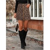 image:imageFloerns Womens Cheetah Print A Line Mini Skirt Zip Up Corduroy Skirts with PocketsBrown and Black