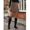 image:imageFloerns Womens Cheetah Print A Line Mini Skirt Zip Up Corduroy Skirts with PocketsBrown and Black