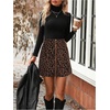 image:imageFloerns Womens Cheetah Print A Line Mini Skirt Zip Up Corduroy Skirts with PocketsCoffee Brown