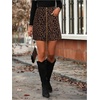 image:imageFloerns Womens Cheetah Print A Line Mini Skirt Zip Up Corduroy Skirts with PocketsCoffee Brown