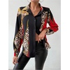 image:imageFloerns Womens Cheetah Print Button Down Shirts Collared Long Sleeve Dressy Blouses TopBlack Multi