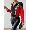 image:imageFloerns Womens Cheetah Print Button Down Shirts Collared Long Sleeve Dressy Blouses TopBlack Multi