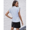 image:imageFloerns Womens Cheetah Print Ruffle Cap Sleeve Blouse Notch V Neck Elegant TopsBlue Striped