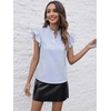 image:imageFloerns Womens Cheetah Print Ruffle Cap Sleeve Blouse Notch V Neck Elegant TopsBlue Striped