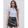 image:imageFloerns Womens Cheetah Print Ruffle Cap Sleeve Blouse Notch V Neck Elegant TopsBlue Striped
