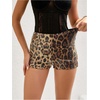 image:imageFloerns Womens Cheetah Sequin Shorts Mid Waist Sparkly Skinny Club Rave Short PantsBronze