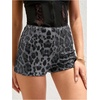 image:imageFloerns Womens Cheetah Sequin Shorts Mid Waist Sparkly Skinny Club Rave Short PantsGrey