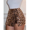 image:imageFloerns Womens Cheetah Sequin Skorts Mid Waist Asymmetrical Hem Club Night Out Mini ShortsBrown Multi