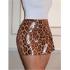 image:imageFloerns Womens Cheetah Sequin Skorts Mid Waist Asymmetrical Hem Club Night Out Mini ShortsBrown Multi
