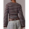 image:imageFloerns Womens Chic Striped Knit Button Up Cardigan Sweaters Fall ClothesBrown and Blue