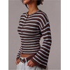image:imageFloerns Womens Chic Striped Knit Button Up Cardigan Sweaters Fall ClothesBrown and Blue