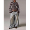 image:imageFloerns Womens Chic Striped Knit Button Up Cardigan Sweaters Fall ClothesBrown and Blue