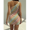 image:imageFloerns Womens Colorful Striped One Shoulder Mini Dress Sleeveless Bodycon Going Out DressesMulticolor