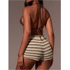 image:imageFloerns Womens Crochet Micro Shorts Striped Knit Summer Beach Mini ShortBrown