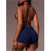 image:imageFloerns Womens Crochet Micro Shorts Striped Knit Summer Beach Mini ShortDark Blue