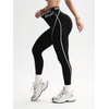 image:imageFloerns Womens Cute Contrast Striped Leggings Workout Sports Skinny PantsBlack Letter