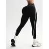 image:imageFloerns Womens Cute Contrast Striped Leggings Workout Sports Skinny PantsBlack Letter