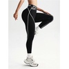 image:imageFloerns Womens Cute Contrast Striped Leggings Workout Sports Skinny PantsBlack Letter