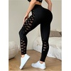 image:imageFloerns Womens Cute Contrast Striped Leggings Workout Sports Skinny PantsBlack Mesh