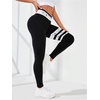 image:imageFloerns Womens Cute Contrast Striped Leggings Workout Sports Skinny PantsBlack and White