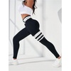 image:imageFloerns Womens Cute Contrast Striped Leggings Workout Sports Skinny PantsBlack and White