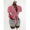 image:imageFloerns Womens Cute Ruffle Trim Gingham Shirts Puff Sleeve Tie Front Preppy BlousesRed