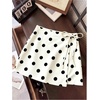 image:imageFloerns Womens Cute Wrap A Line Polka Dots Coquette Mini Skirt SkortsWhite