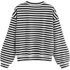 image:imageFloerns Womens Drop Shoulder Striped Long Sleeve SweatshirtA Black and White