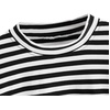 image:imageFloerns Womens Drop Shoulder Striped Long Sleeve SweatshirtA Black and White