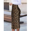 image:imageFloerns Womens Elegant Leopard Print Ruched Bodycon Pencil Long SkirtsBrown