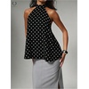 image:imageFloerns Womens Elegant Polka Dots Halter Tops Sleeveless Party Going Out Tank TopsBlack Polka Dots