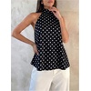 image:imageFloerns Womens Elegant Polka Dots Halter Tops Sleeveless Party Going Out Tank TopsBlack Polka Dots