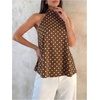 image:imageFloerns Womens Elegant Polka Dots Halter Tops Sleeveless Party Going Out Tank TopsBrown Polka Dots