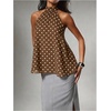 image:imageFloerns Womens Elegant Polka Dots Halter Tops Sleeveless Party Going Out Tank TopsBrown Polka Dots
