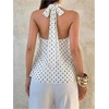 image:imageFloerns Womens Elegant Polka Dots Halter Tops Sleeveless Party Going Out Tank TopsWhite