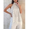 image:imageFloerns Womens Elegant Polka Dots Halter Tops Sleeveless Party Going Out Tank TopsWhite
