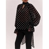 image:imageFloerns Womens Elegant Polka Dots Long Sleeve Sheer Blouses Work ClothesBlack and White