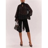 image:imageFloerns Womens Elegant Polka Dots Long Sleeve Sheer Blouses Work ClothesBlack and White