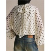 image:imageFloerns Womens Elegant Polka Dots Party Tops Dressy Casual Sheer BlousesApricot